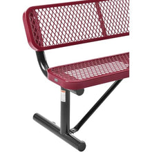 Global Industrial 48" Outdoor Steel Bench with Backrest Expanded Metal Red