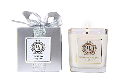 Nice Products Personalized Wedding Favor Candle 7oz All Natural Soy 50 Pcs Silver