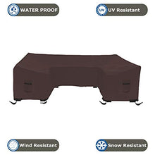 Patio U Shape Sofa Cover 18 Oz Waterproof - 100% UV & Weather Resistant Customize Outdoor Sofa Cover with Air Pockets and Drawstrap with Snug Fit (33" H x 120" W x 35" D, Coffee)