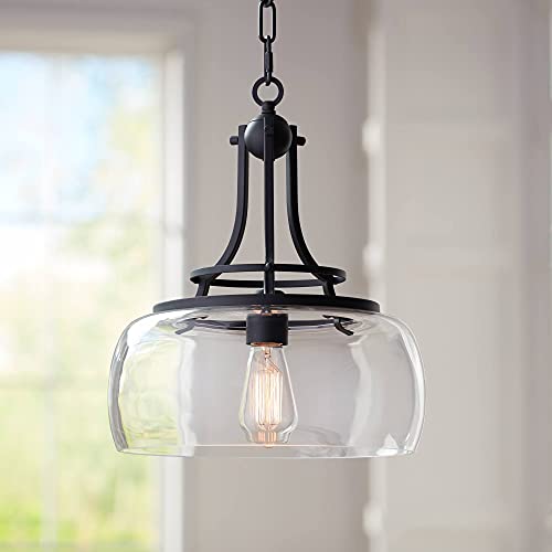 Charleston 13 1/2" Wide Black and Clear Glass Pendant Light Light Fixture