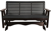 5 FT Black Amish-Made Porch Glider – 1000 lb Heavy-Duty Poly Lumber wood Roll Back Glider – USA Crafted HDPE Outdoor Seating Furniture - Stainless Steel Hardware – Smooth, Quiet Glide, Silent Comfort