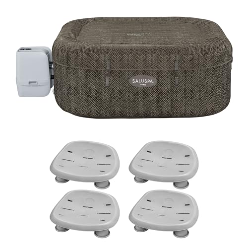 Bestway SaluSpa AirJet Inflatable Square Hot Tub with Adjustable Non-Slip Seats Blue