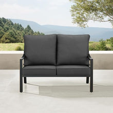 Oakland Living Black Aluminum Patio Deep Seating Outdoor Two Seater Loveseat with Black Cushions
