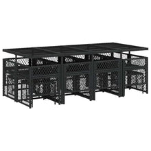 Favemtsl 13-Piece Outdoor Dining Set, Modern Poly Rattan Garden Furniture for 12, Large Rectangular Table with 8 High-Back Chairs and 4 Stools, Steel Frame with Washable Cushions