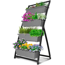 CAOJLjiaxiang-2012 Flower Stand Flower Pots, 4-Ft Raised Garden Bed - Vertical Garden Freestanding Elevated Planters 4 Container Boxes, Flower Pots Plant Shelf(Gris)