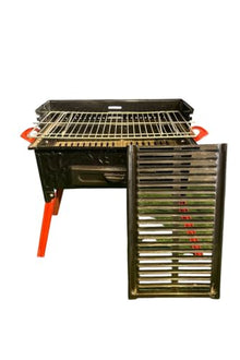 Enamel Coated Raised Charcoal Grill with Acrylic Material, 70.9 in Width and 78.7 in Height, Footed Design for Easy Cleaning, Traditional Outdoor Cooking