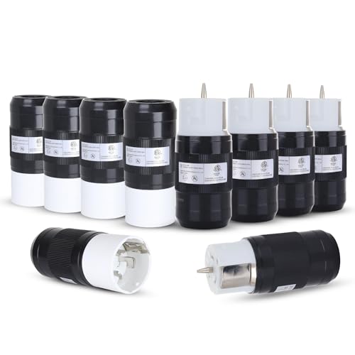 Shopcorp 50 Amp Twist Lock Plug, 5 Female & 5 Male Generator Plug 125/250V