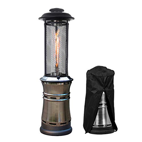AIZYR Stainless Steel Outdoor Garden Patio Heater Propane Gas Heater Warmer Glass Tube with Rain Cover for Camp BBQ Parties(12KW),B