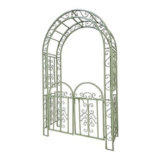 MELPHI Garden Arbor with Gate, Metal Garden Arch with Trellis for Climbing Plants, Roses, Vines, Outdoor Garden Archway for Wedding Bridal Party Decoration Ceremony (Color : Green)