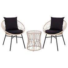 Flash Furniture Rattan 3-Piece Indoor/Outdoor Bistro Set, Tan/Black