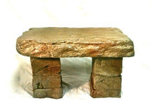 "Garden Bench" Cast Stone Granite Rock Bench 3 Piece, Patio Furniture, Concrete Bench Hand Sculpted Rustice Garden Decor