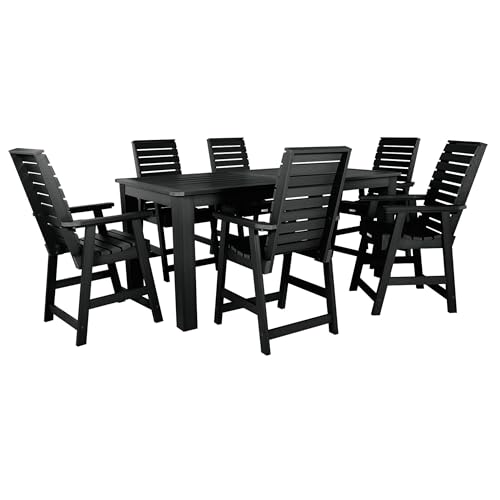 Highwood AD-ST7WL2CO5BA-BKE Weatherly 7pc Rectangular Counter Height Dining Set 84" x 42", Black