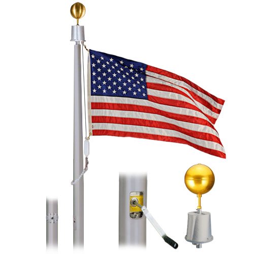 Eder Flag Deluxe IH 25 Foot 5"x3"x.156" Clear Finish Flagpole Clear Anodized