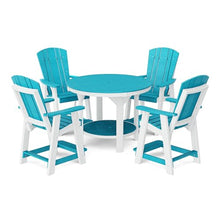 Wildridge Heritage 5-Piece 48" Pub Counter Set, Aruba Blue and White - Outdoor Weather Resistant Recycled Plastic Furniture for Patio