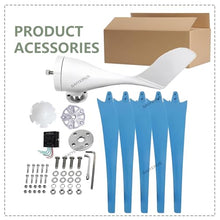 SAIYERUS Wind Turbines, 5 Blade Professional Wind Turbines Small Windmill Generator 12000W Industrial, Solar and Wind Power Parts and Accessories, 3 Phase AC Permanent Magnet Generator,Blue-12V
