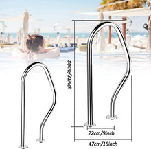 Swimming Pool Safety Hand Rail Pool Handrails Pool Hand Rail 304 Stainless Steel Swimming Pool Handrail, 3-Bend Spa Safety Rails, 304 Stainless Steel Easy to Install 250LBS Load Ca (Thick 1mm) ()