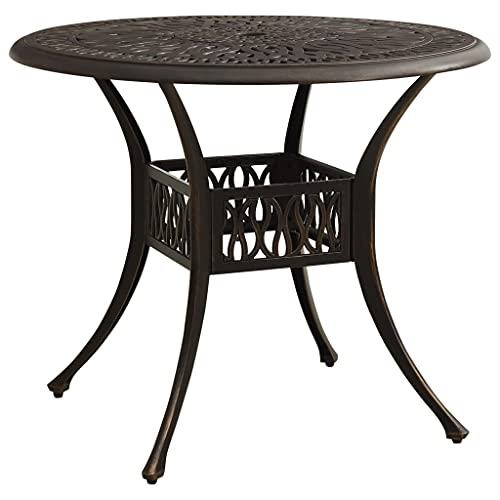 ZQQLVOO [We Ship ​Quickly] Cast Aluminum Patio Bar Table, Outdoor Table, Garden Table, Bistro Round Table, for Patio Backyard Garden Balcony, Bronze 35.4"x35.4"x29.1" Cast Aluminum