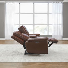 Liberty Furniture Avery Power Reclining Loveseat with Storage Console, Cupholders, USB Charging Ports - Cognac Leather