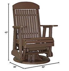 LuxCraft 2' Classic Outdoor Swivel Glider Chair Chestnut Brown