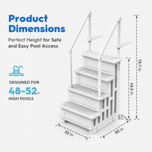 XtremepowerUS Above Ground Swimming Pool Ladder and 4-Step System with Handrails, Heavy-Duty Entry Ladder for Deck to Pool Access, Safety Step Design