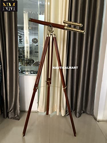 NauticalMart Floor Standing Solid Brass/Leather Griffith Astro Telescope 64