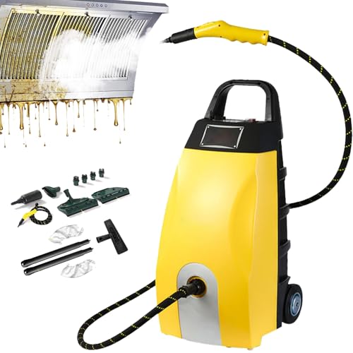FENOKD Multi-Purpose High Temp Steam Washer, 4-5Bar High Pressure Steam Cleaner with 8 Accessories, 120Ml/Min, 3.5L Tank, Smart Timer, for Home, Car, Ac Cleaning,Yellow