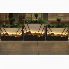 YUHUAWF Garden Bench Solar Light Planter Box Landscape Flower Bed Planter Box with Bench