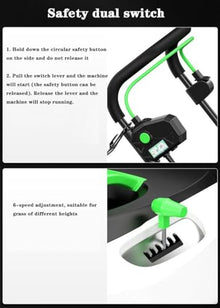 BVFNKQSC Hand Push Electric Lawn Mower, Plug-in Household Garden Lawn Mower, 6-Speed Adjustable, 30L-50L Large Capacity Grass Collection Box,2200w,50 Meter line