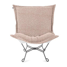 Howard Elliott Collection Patio Scroll Puff Chair Titanium- Alicante Blush