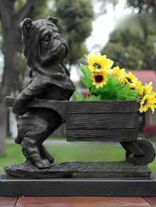 FENGSHUI-CAISHEN Pure Copper Dog Statue Gray