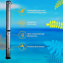 MKLFBY Solar Heated Shower W/Shower Head and Foot Shower Tap, 7.1Ft 10 Gallon 2-Section for Backyard Garden Poolside Beach Pool Spa