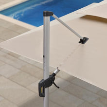 12' x 12' Square Silver Thicker Pole Cantilever Umbrella With Base,Beige