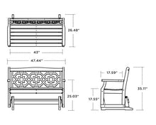 Martha Stewart by POLYWOOD Chinoiserie 48" Outdoor Glider, White, Durable HPDE All-Weather Patio Furniture, Swinging Bench with Latticework Back for Backyard, Garden, 2 Person Seating, Made in the USA