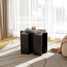 roomfitters 2-Piece Puzzle Table Set, Interlocking Modular MGO Side Tables with 1 Convex & 1 Concave Unit, Antique Copper
