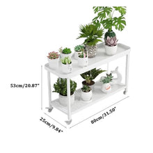 Plant Stand Metal 2 Tier Nordic Fresh Flower Pot Stand Indoor Outdoor Planter Display Shelving Movable Plant Shelf Modern Cream Style Flower Rack Multifunctional Storage Rack For Garden Corner