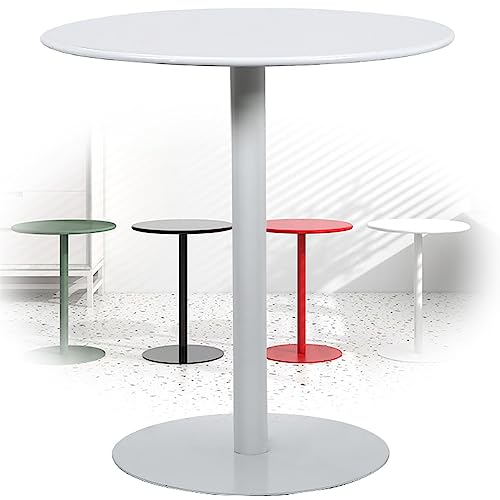 Fodalob Metal Round Side Table, Sturdy Base Bistro Table for Dining Room Home Kitchen Patio Bistro, 27.5 inch Top, 28.7inch Height (Color : White)