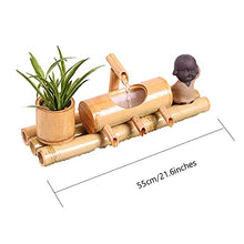 Water Features for The Garden Bird Bath Bamboo Lucky Flowing Water Tank Living Room Interior Circulation Decoration Bamboo Row Fountain Waterscape Decoration,55Cm/21.6In
