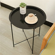 XRHDTQVVIG Coffee Table Folding Metal Round Bistro Coffee Table Patio Indoor Outdoor Furniture Summer(Black)