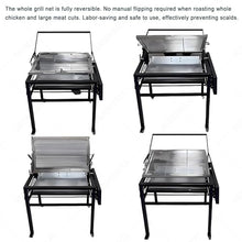 Stainless Steel Rotating Grills,BBQ Charcoal Grills with Storage Tray,Reversible Stainless Steel Grill Net,Drawer Charcoal Basin,Universal Moving Wheels,Grill Whole Chicken,Fish