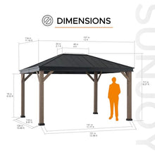 Sunjoy 11 x 13 ft. Hardtop Gazebo Outdoor Black Steel with Skylight Black