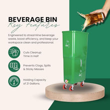 Beverage Bin, for Leftover Beverage, Green Beverage tub, Beverage Disposal Bin, Collect Cocktail, Garnish, Tea, Beer, Wine,ice and Straws, for Server Station