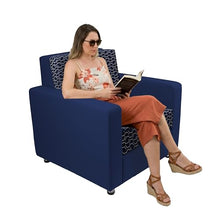 FDP Outdoor Modular Club Chair Featuring Sunbrella Fabric - Weather-Resistant, Fade-Resistant, Assembled Patio Furniture with Cover Included for Backyard, Poolside Seating - Indigo/Canvas Navy