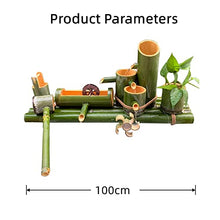 GenSDH Natural Bamboo Water Fountain, Water Features Kit with Pump & Feng Shui Wheel, Garden Fountains Outdoor Patio, for Indoor Pond Fish Tanks Flower Pots, 100Cm,100cm