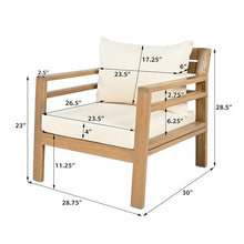 Christopher Knight Home 5 Piece Outdoor Acacia Wood Patio Furniture Set Club Chairs Loveseat Sofa Coffee Table Deep Seating Conversation Set Light Teak Finish Beige Cushion
