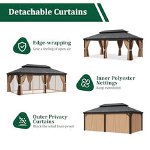 Sonegra 12' x 20' Permanent Hardtop Gazebo with Aluminum Frame and Double Roof Brown