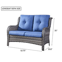 Outdoor Wicker Loveseat Sofa with Cushion Patio Rattan Black Modern Contemporary Resin Steel Powder Coated Included