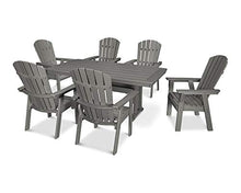 POLYWOOD® Nautical Curveback Adirondack 7-Piece Dining Set with Trestle Legs in Slate Grey
