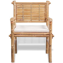 LKJephalotrope 3 Piece Bamboo Bistro Set with White Cushions - Durable Outdoor and Indoor Furniture Set for Patio Garden Balcony and Living Room - 1 Table and 2 Chairs