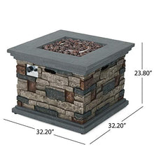 Christopher Knight Home Chesney Magnesium Oxide Square Gas Fire Pit, Stone Finish