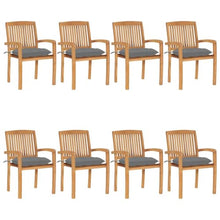 Kaorsrow 8 Piece Solid Teak Wood Stacking Outdoor Patio Dining Chairs